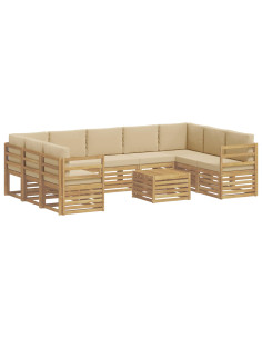Set divani 10 pcs Bianco e Beige 59 x 59 x 37 cm Poliestere 2