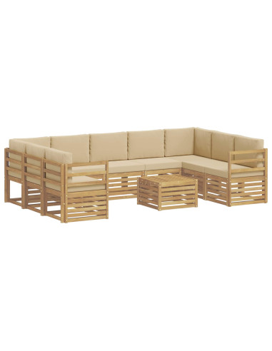 Set divani 10 pcs Bianco e Beige 59 x 59 x 37 cm Poliestere