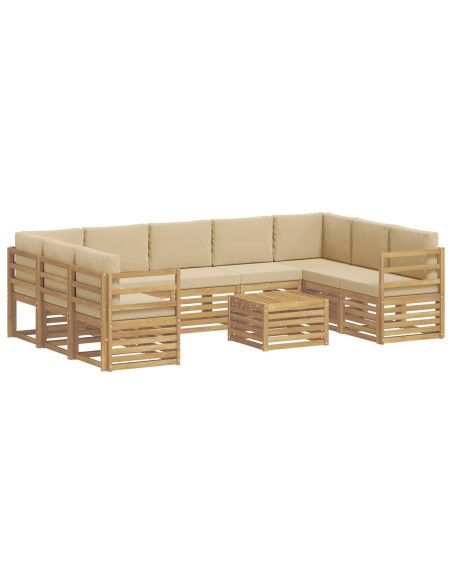 Set divani 10 pcs Bianco e Beige 59 x 59 x 37 cm Poliestere