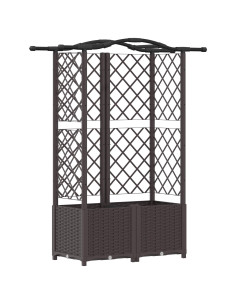 Letto Rialzato con Griglia e Tetto Marrone 122 x 40 x 141 cm PP 2
