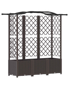 Letto Rialzato con Griglia e Tetto Marrone 163 x 40 x 141 cm PP 2