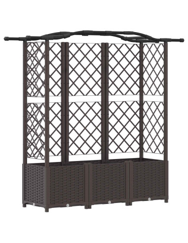 Letto Rialzato con Griglia e Tetto Marrone 163 x 40 x 141 cm PP