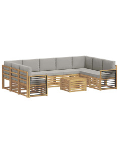 Set divani 10 pcs Bianco e Grigio Chiaro 59 x 59 x 37 cm 2