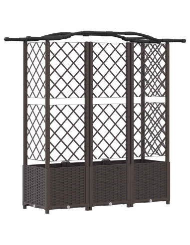 Letto Rialzato con Griglia e Tetto Marrone 163 x 40 x 141 cm PP