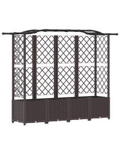 Letto Rialzato con Griglia e Tetto Marrone 204 x 40 x 141 cm PP 2