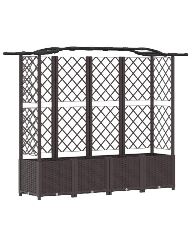 Letto Rialzato con Griglia e Tetto Marrone 204 x 40 x 141 cm PP