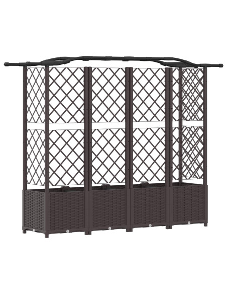 Letto Rialzato con Griglia e Tetto Marrone 204 x 40 x 141 cm PP
