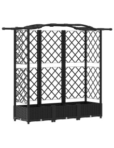 Letto Rialzato con Griglia e Tetto Nero 163 x 40 x 126 cm PP 2