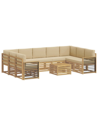 Set divani 10 pcs Bianco e Beige 59 x 59 x 37 cm Poliestere