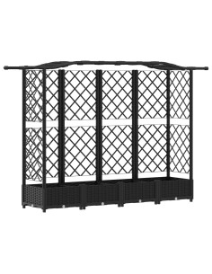 Letto Rialzato con Griglia e Tetto Nero 203,5 x 40 x 125 cm PP 2