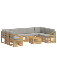 Set divani 10 pcs Bianco e Grigio Chiaro 59 x 59 x 37 cm 2