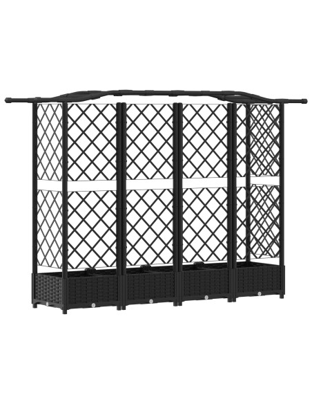 Letto Rialzato con Griglia e Tetto Nero 203,5 x 40 x 125 cm PP