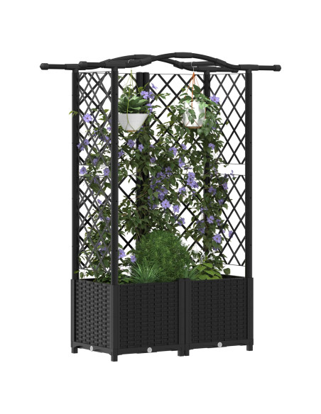 Letto Rialzato con Griglia e Tetto Nero 122 x 40 x 141 cm PP