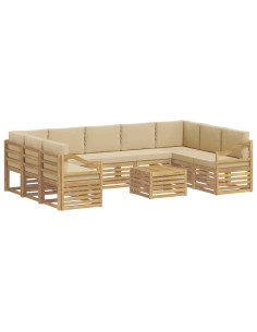 Set divani 10 pcs Bianco e Beige 59 x 59 x 37 cm Poliestere 2