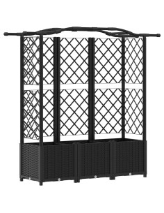 Letto Rialzato con Griglia e Tetto Nero 163 x 40 x 141 cm PP 2