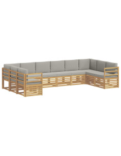 Set divano sezionale 10 pcs Bianco e Grigio Chiaro 2