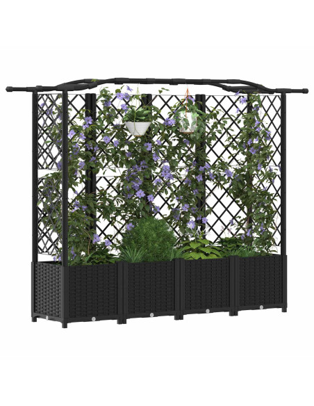 Letto Rialzato con Griglia e Tetto Nero 204 x 40 x 141 cm PP