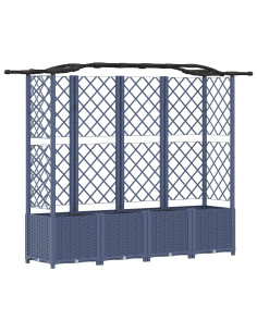 Letto Rialzato con Griglia e Tetto Grigio 204 x 40 x 141 cm PP 2