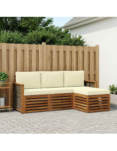 Set di divani da esterno con cuscino 4 pcs Naturale e Crema