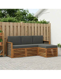 Set di divani da esterno con cuscino 4 pcs Naturale e Antracite