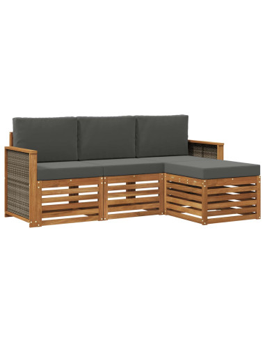 Set di divani da esterno con cuscino 4 pcs Naturale e Antracite