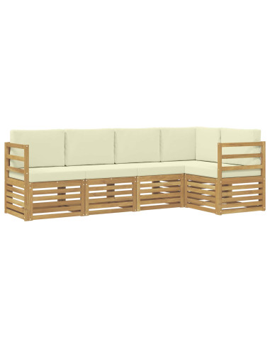 Set divano sezionale con cuscino 5 pcs Bianco e Crema