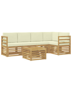 Set divano sezionale con cuscino 6 pcs Bianco e Crema 2