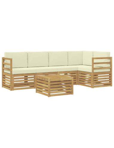 Set divano sezionale con cuscino 6 pcs Bianco e Crema