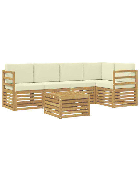 Set divano sezionale con cuscino 6 pcs Bianco e Crema