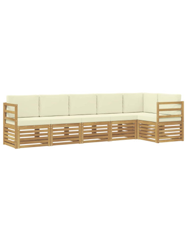 Set divano sezionale con cuscino 6 pcs Bianco e Crema