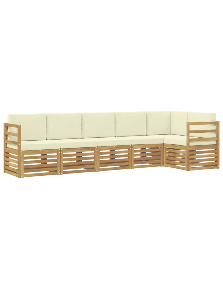 Set divano sezionale con cuscino 6 pcs Bianco e Crema