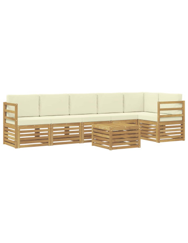 Set di divani da esterno 7 pcs Bianco e Crema Poliestere
