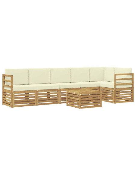 Set di divani da esterno 7 pcs Bianco e Crema Poliestere
