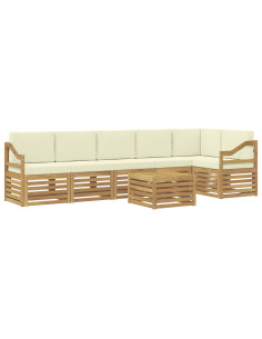 Set divano sezionale con cuscino 7 pcs Bianco e Crema 2