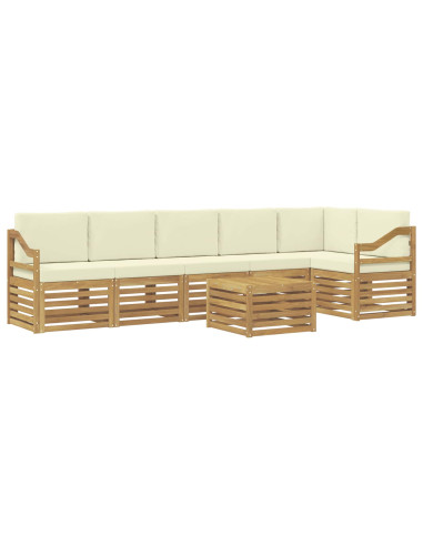 Set divano sezionale con cuscino 7 pcs Bianco e Crema