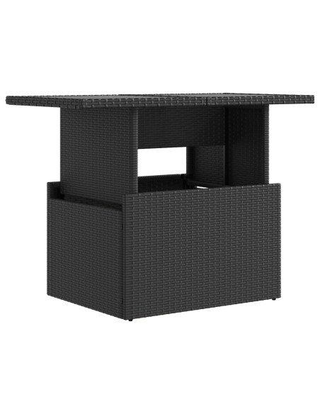 Set da pranzo per esterni con cuscino 3 pcs Nero polyrattan