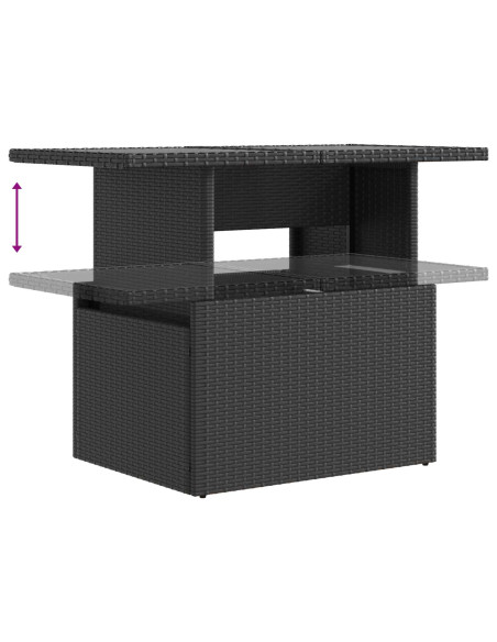 Set da pranzo per esterni con cuscino 3 pcs Nero polyrattan