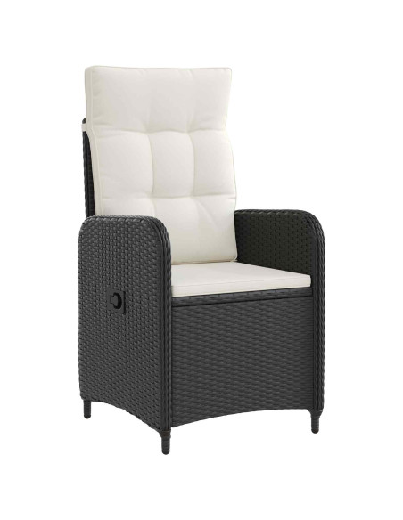Set da pranzo per esterni 5 pcs Nero e Bianco Crema polyrattan