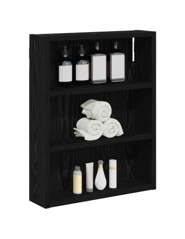 Armadio da bagno a muro Rovere Nero 40 x 10 x 50 cm