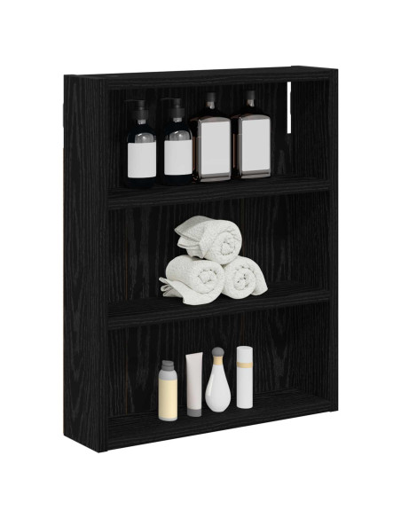 Armadio da bagno a muro Rovere Nero 40 x 10 x 50 cm