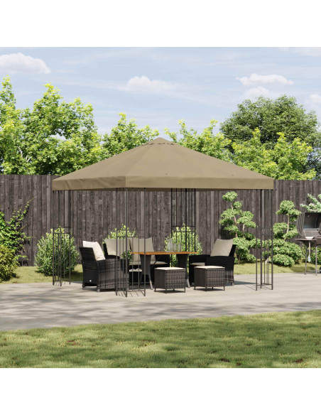 Gazebo 3 x 3 m Beige Poliestere e Acciaio 190 gsm