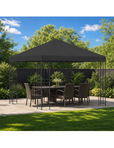 Gazebo 3 x 3 m Antracite Poliestere e Acciaio 190 gsm