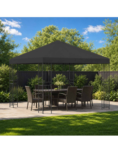 Gazebo 3 x 3 m Antracite Poliestere e Acciaio 190 gsm