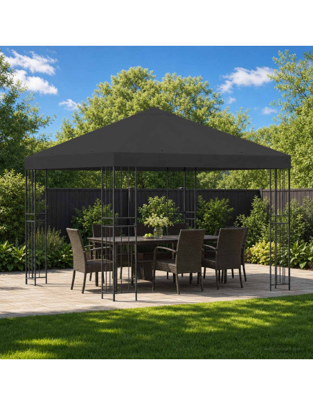 Gazebo 3 x 3 m Antracite Poliestere e Acciaio 190 gsm
