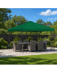 Gazebo 3 x 3 m Verde Poliestere e Acciaio 190 gsm
