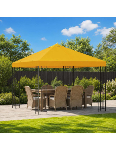 Gazebo 3 x 3 m Giallo Poliestere e Acciaio 190 gsm