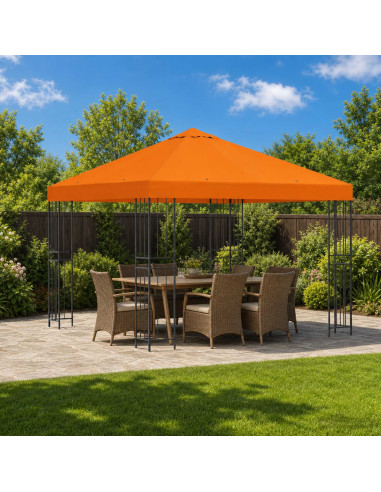 Gazebo 3 x 3 m Arancione Poliestere e Acciaio 190 gsm