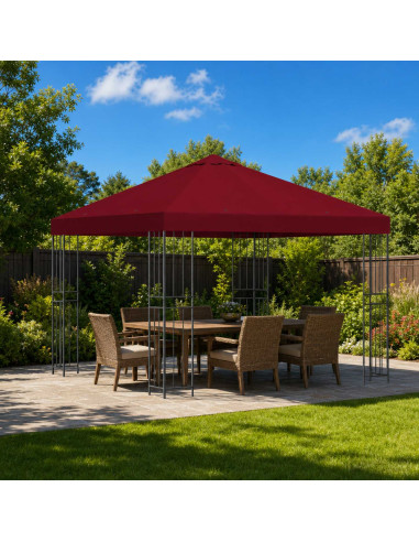 Gazebo 3 x 3 m Borgogna Poliestere e Acciaio 190 gsm