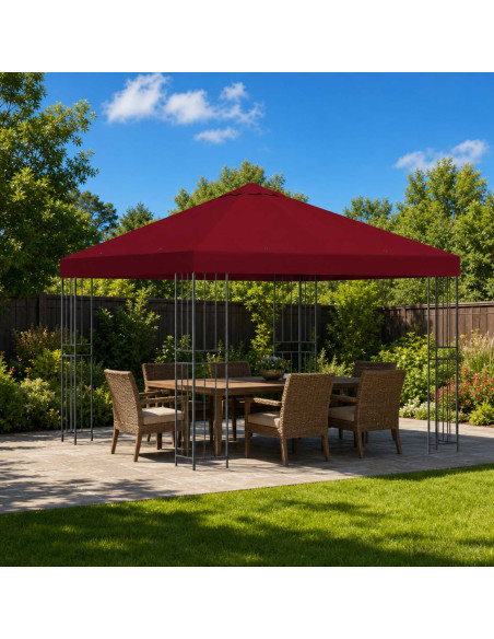 Gazebo 3 x 3 m Borgogna Poliestere e Acciaio 190 gsm