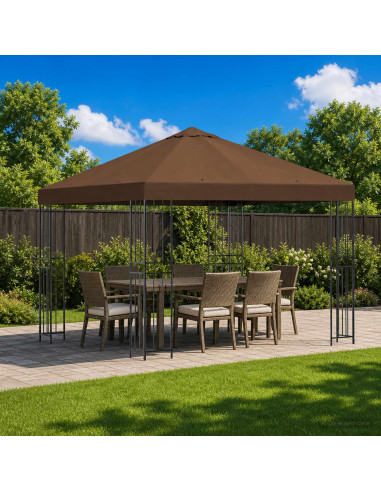 Gazebo 3 x 3 m Marrone Poliestere e Acciaio 190 gsm
